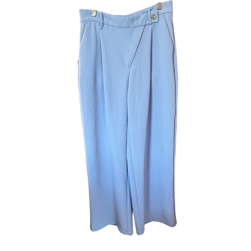 Abercrombie Fitch Women’s Sz 8 Pants Wide Leg Periwinkle Asymmetric Waist *Flaw